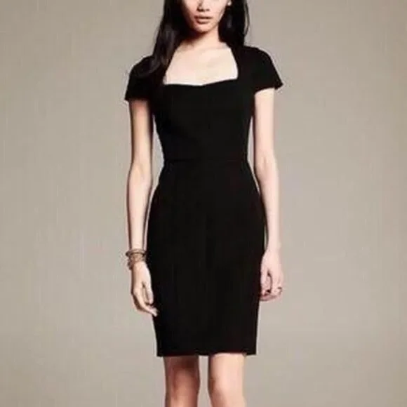 Banana Republic Black Square-Neck Structured Dress - Picture 4 of 6